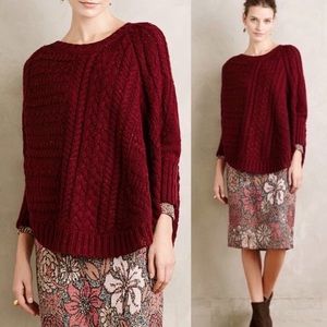 ❤️ Anthropologie Red Cable Sweater